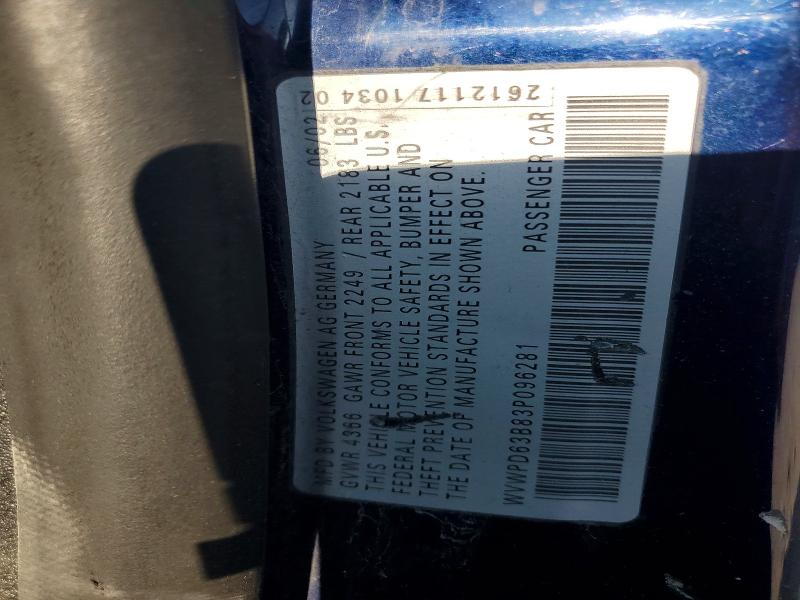 2003 Volkswagen Passat მანქანა იყიდება აუქციონზე, vin: WVWPD63B83P096281, აუქციონის ნომერი: 55131406