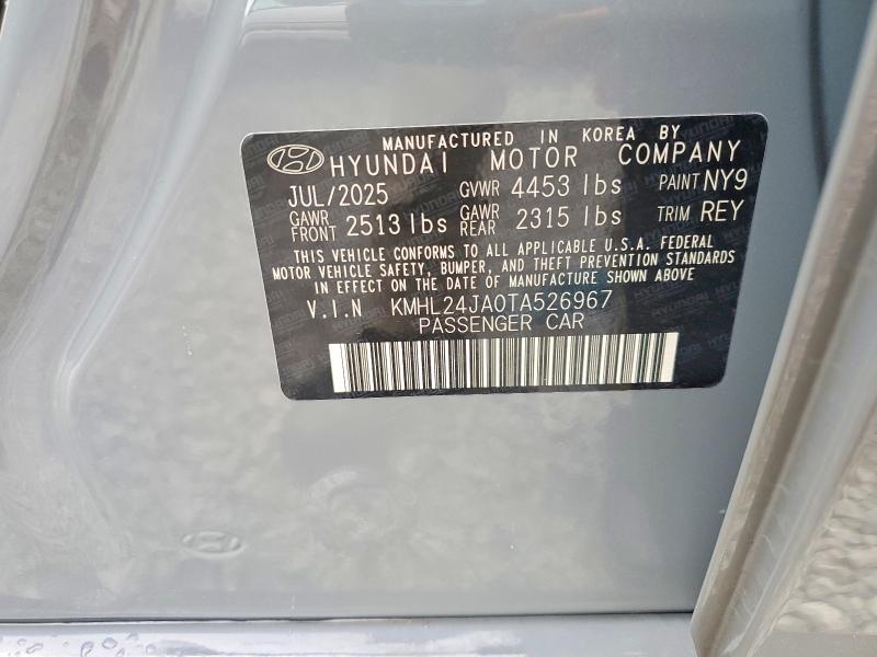 Продаж на аукціоні авто 2026 Hyundai Sonata, vin: KMHL24JA0TA526967, номер лоту: 57540136