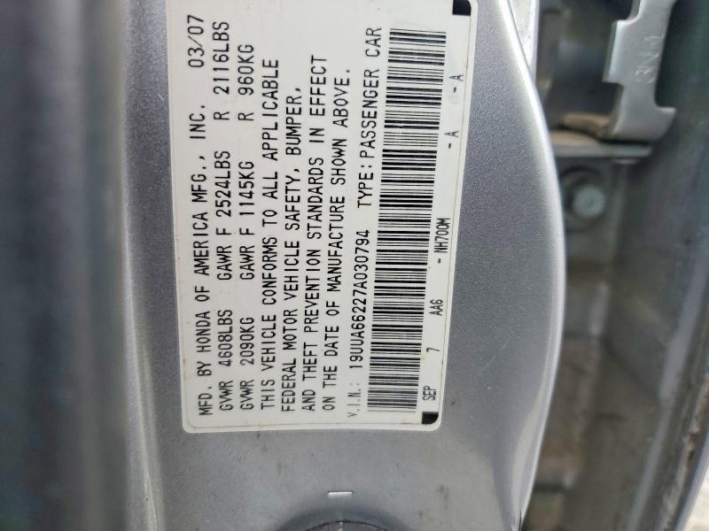 Aukcja sprzedaży 2007 Acura Tl, vin: 19UUA66227A030794, numer aukcji: 58278696