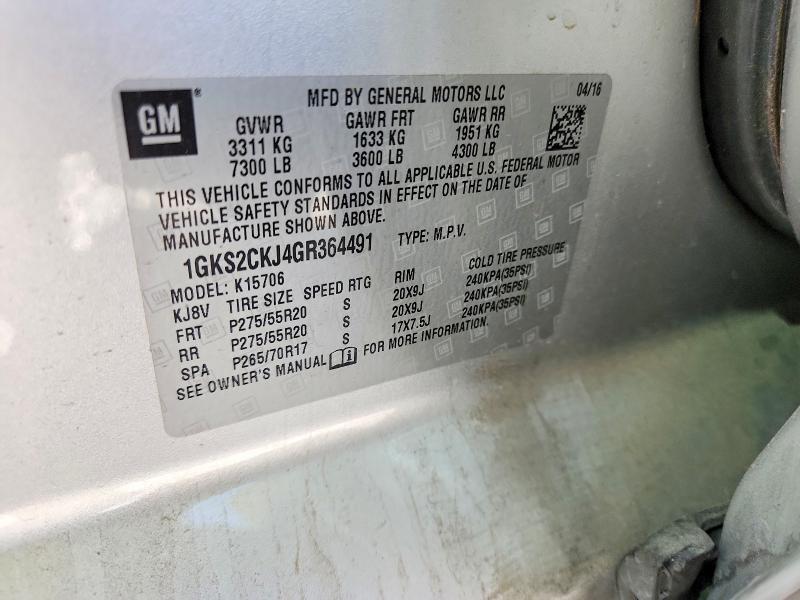 2016 Gmc Yukon მანქანა იყიდება აუქციონზე, vin: 1GKS2CKJ4GR364491, აუქციონის ნომერი: 58080066
