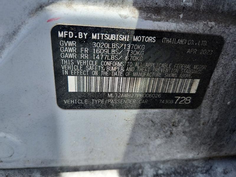 Auction sale of the 2023 Mitsubishi Mirage, vin: ML32AWHJ7PH006026, lot number: 55911046