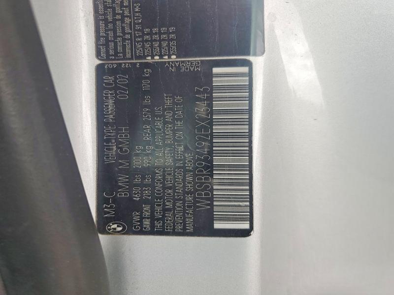 Продаж на аукціоні авто 2002 Bmw M3, vin: WBSBR93492EX23443, номер лоту: 59696096