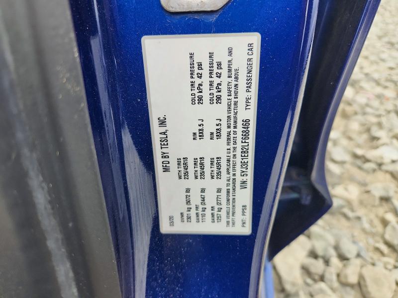 Продажа на аукционе авто 2020 Tesla Model 3, vin: 5YJ3E1EB2LF668466, номер лота: 58162646