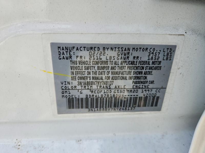 Продажа на аукционе авто 2022 Nissan Sentra, vin: 3N1AB8BV7NY248137, номер лота: 56992256