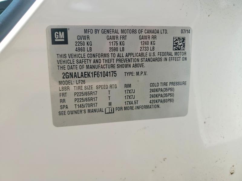 Aukcja sprzedaży 2015 Chevrolet Equinox, vin: 2GNALAEK1F6104175, numer aukcji: 55361096