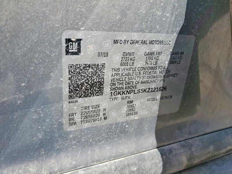 Aukcja sprzedaży 2019 Gmc Acadia, vin: 1GKKNPLS5KZ121626, numer aukcji: 56734186