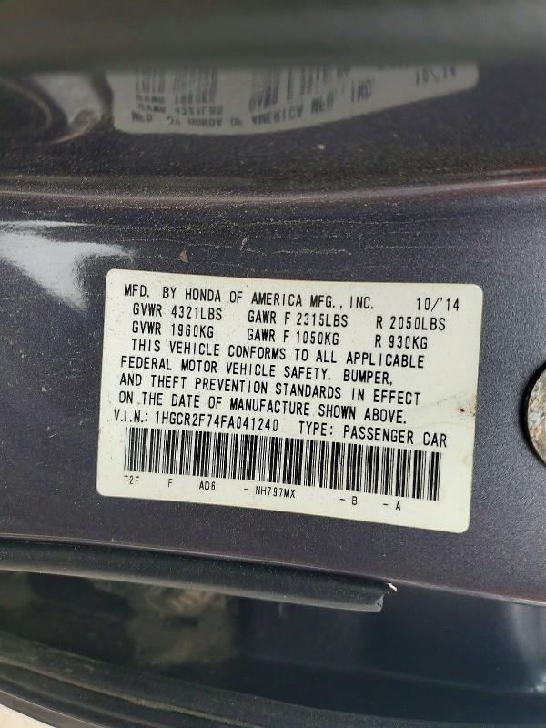 Aukcja sprzedaży 2015 Honda Accord, vin: 1HGCR2F74FA041240, numer aukcji: 55575356