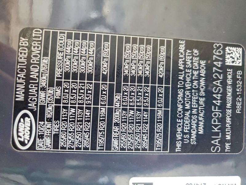 Продаж на аукціоні авто 2025 Land Rover Range Rover, vin: SALKP9F44SA274763, номер лоту: 54809256
