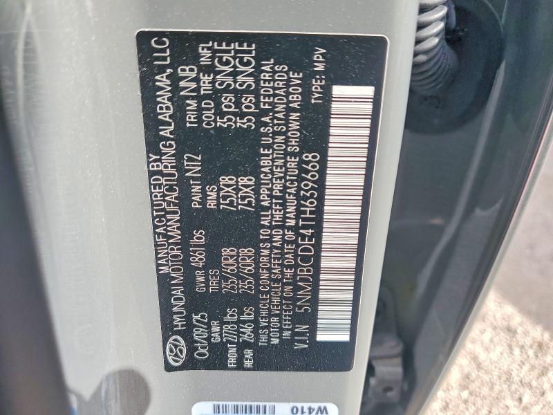 Aukcja sprzedaży 2026 Hyundai Tucson, vin: 5NMJBCDE4TH639668, numer aukcji: 58432666