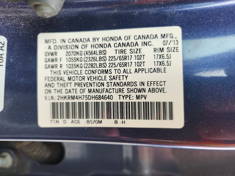 Продаж на аукціоні авто 2013 Honda Cr-v, vin: 2HKRM4H75DH684640, номер лоту: 56345166