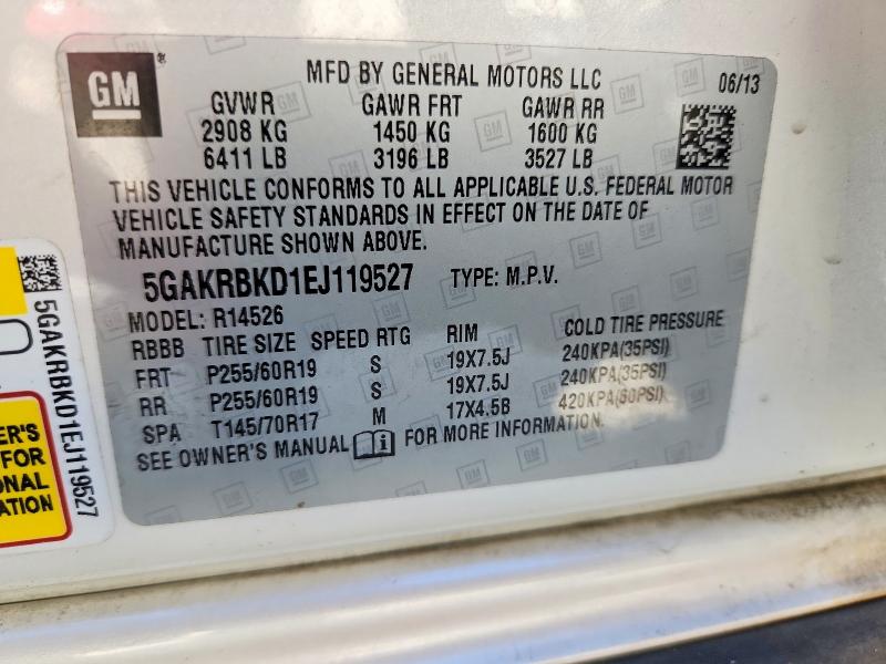 Aukcja sprzedaży 2014 Buick Enclave, vin: 5GAKRBKD1EJ119527, numer aukcji: 58549516
