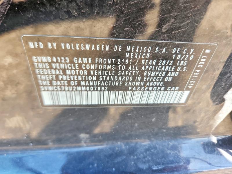 Продаж на аукціоні авто 2021 Volkswagen Jetta, vin: 3VWC57BU2MM007992, номер лоту: 58089926