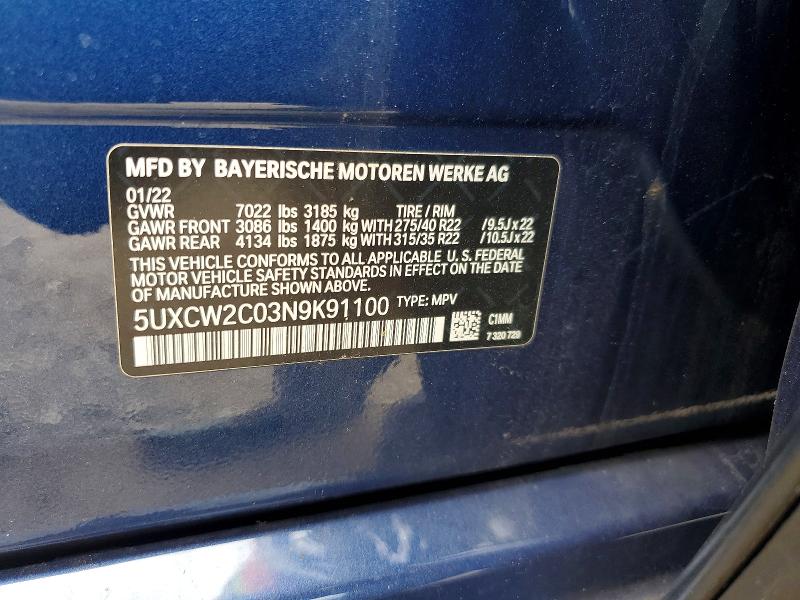 Aukcja sprzedaży 2022 Bmw X7, vin: 5UXCW2C03N9K91100, numer aukcji: 56651836
