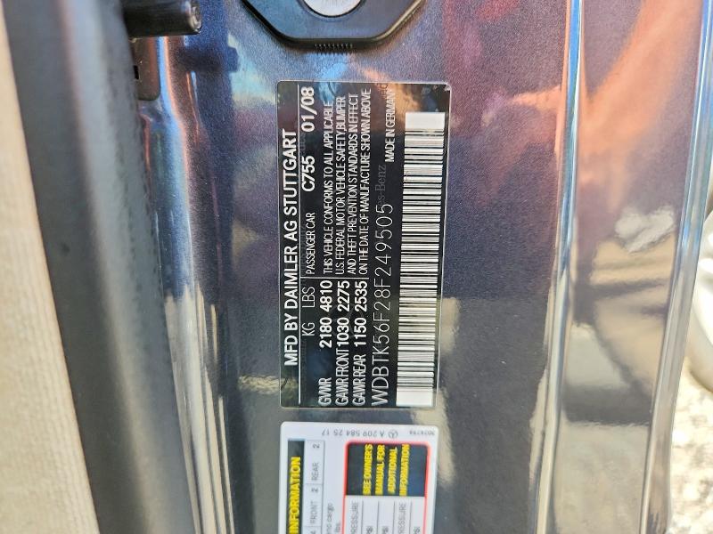 59003196 :رقم المزاد ، WDBTK56F28F249505 vin ، 2008 Mercedes-benz Clk مزاد بيع