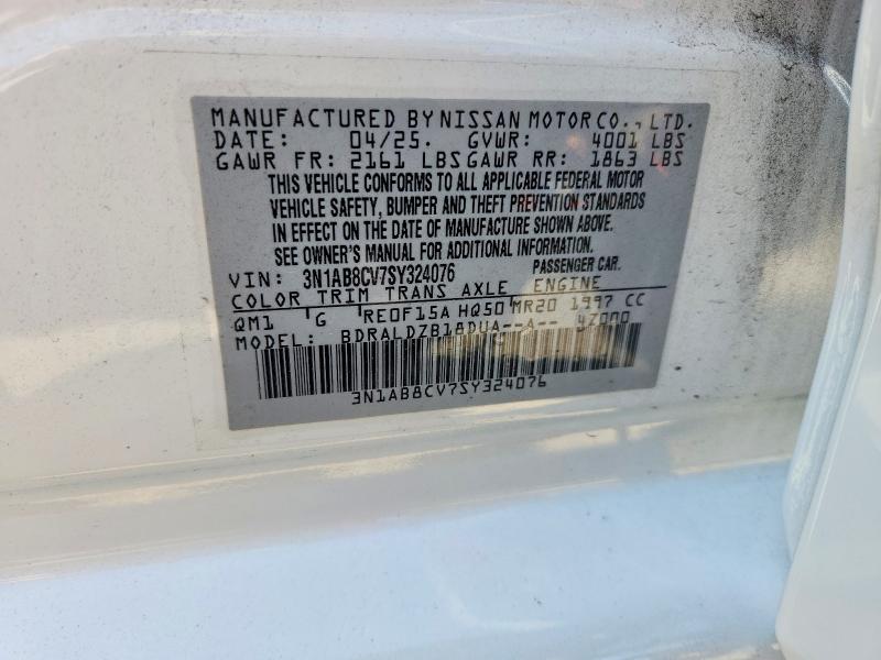 2025 Nissan Sentra მანქანა იყიდება აუქციონზე, vin: 3N1AB8CV7SY324076, აუქციონის ნომერი: 56125306