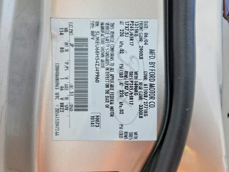 Auction sale of the 2004 Lincoln Aviator, vin: 5LMEU68H54ZJ49960, lot number: 57700436