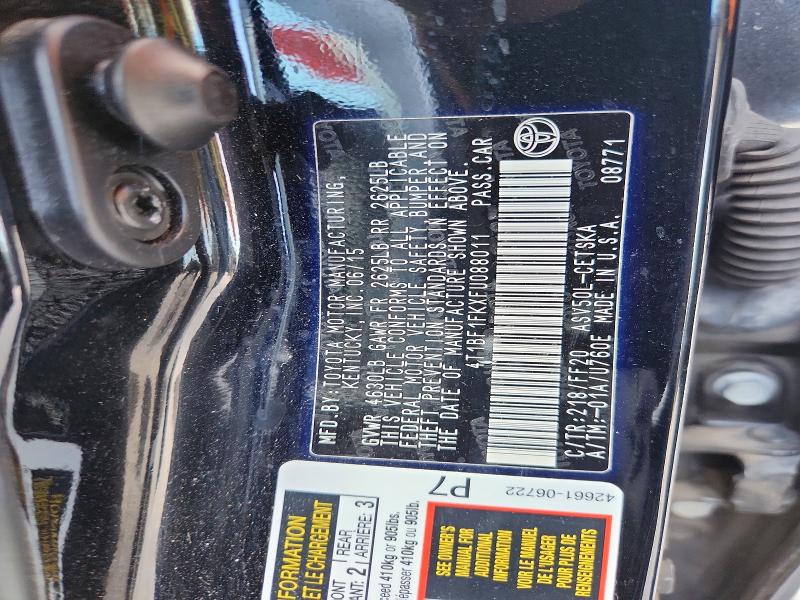 2015 Toyota Camry მანქანა იყიდება აუქციონზე, vin: 4T1BF1FKXFU088011, აუქციონის ნომერი: 57156136
