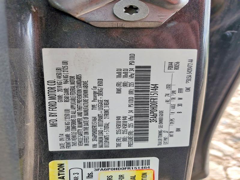 2015 Ford Fusion მანქანა იყიდება აუქციონზე, vin: 3FA6P0HD0FR151464, აუქციონის ნომერი: 57555766