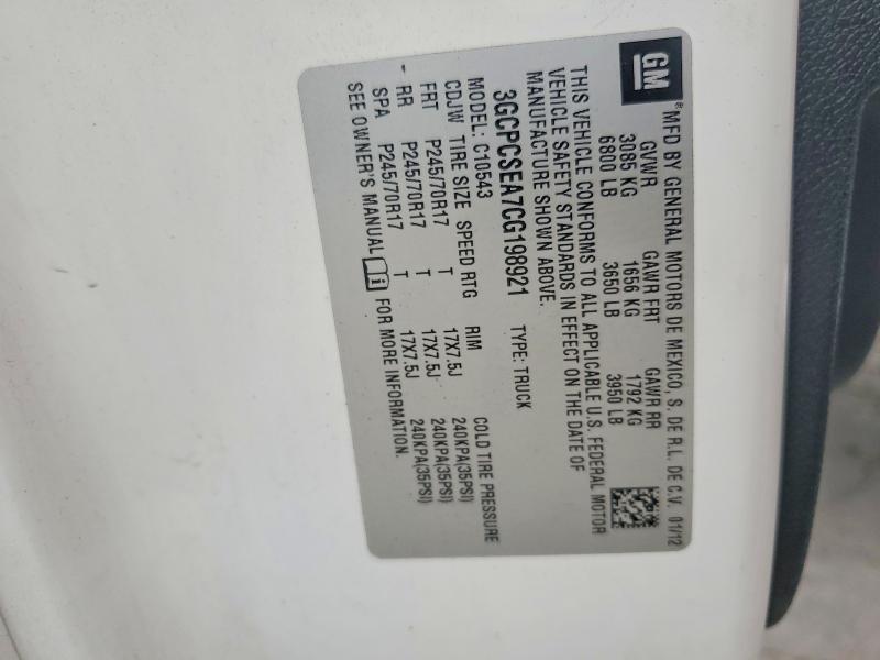 Aukcja sprzedaży 2012 Chevrolet Silverado, vin: 3GCPCSEA7CG198921, numer aukcji: 56782556