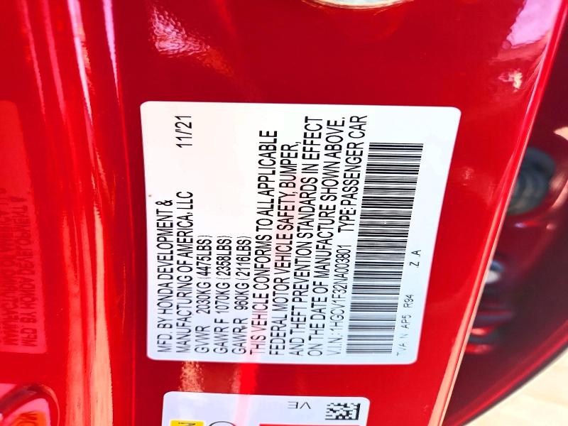 Aukcja sprzedaży 2022 Honda Accord, vin: 1HGCV1F32NA003801, numer aukcji: 56893016