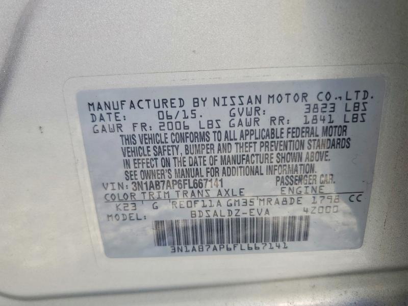 Aukcja sprzedaży 2015 Nissan Sentra, vin: 3N1AB7AP6FL667141, numer aukcji: 57083996