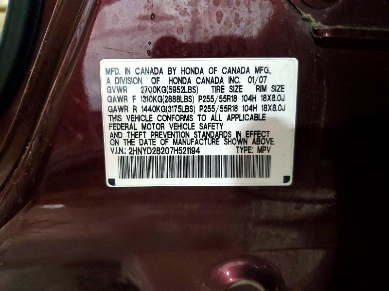 Продаж на аукціоні авто 2007 Acura Mdx, vin: 2HNYD28207H521194, номер лоту: 57663996