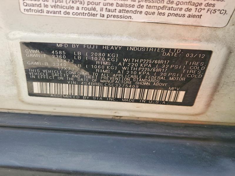 Продаж на аукціоні авто 2012 Subaru Outback, vin: 4S4BRBLC5C3275409, номер лоту: 55583166