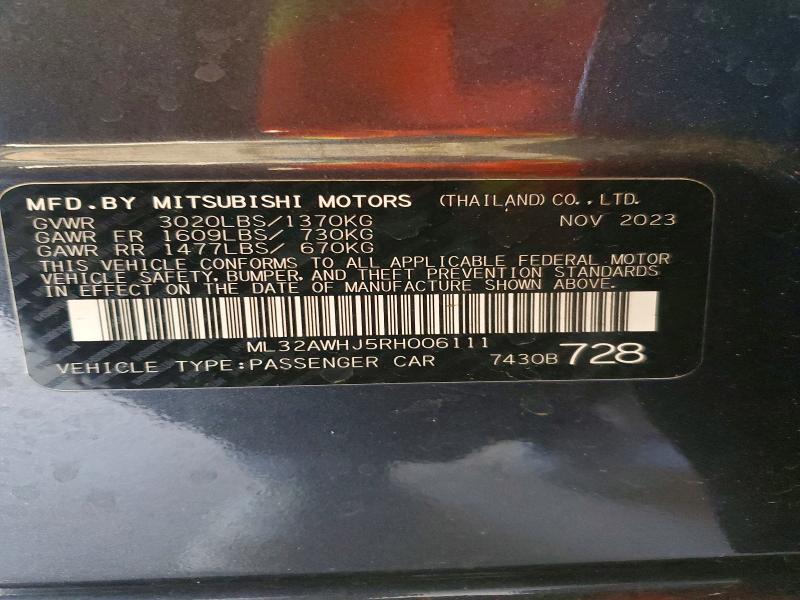 Auction sale of the 2024 Mitsubishi Mirage, vin: ML32AWHJ5RH006111, lot number: 56404006