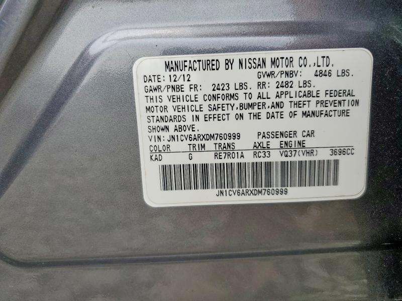 56138416 :رقم المزاد ، JN1CV6ARXDM760999 vin ، 2013 Infiniti G37 Sedan مزاد بيع