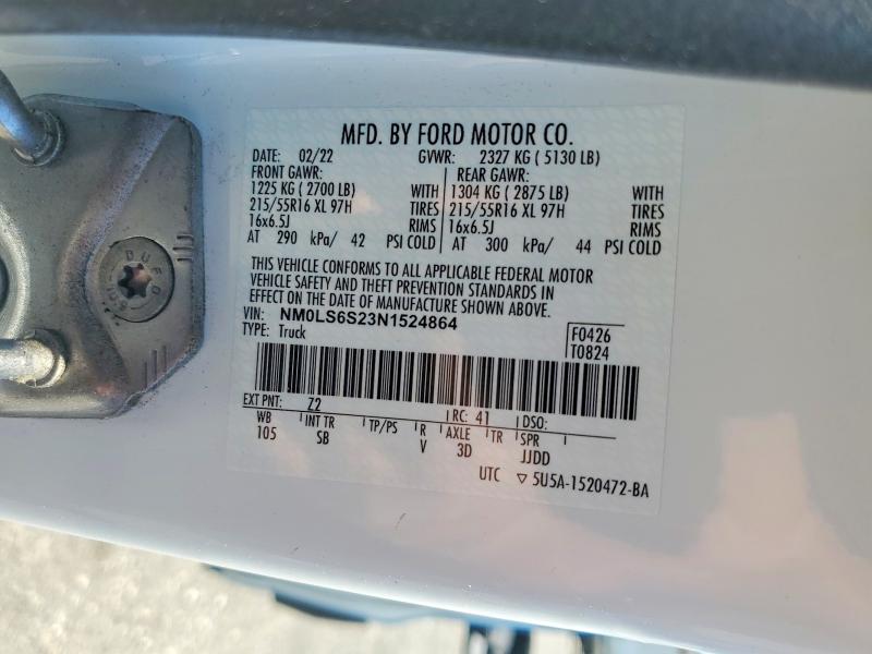Aukcja sprzedaży 2022 Ford Transit Connect, vin: NM0LS6S23N1524864, numer aukcji: 53050766