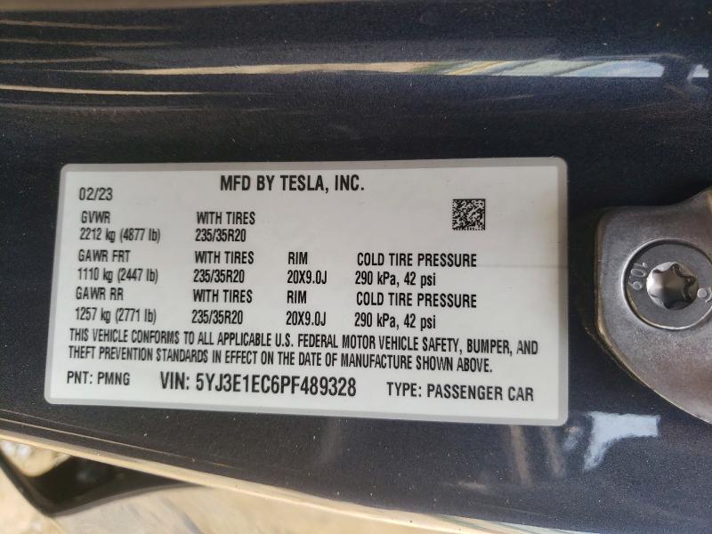 Продажа на аукционе авто 2023 Tesla Model 3, vin: 5YJ3E1EC6PF489328, номер лота: 53596636