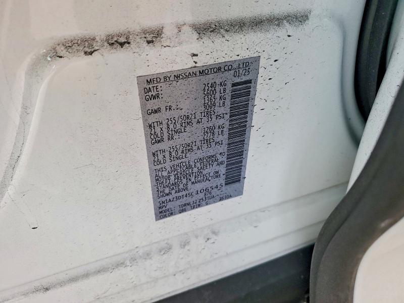 2025 Nissan Murano მანქანა იყიდება აუქციონზე, vin: 5N1AZ3DT4SC106545, აუქციონის ნომერი: 56660256