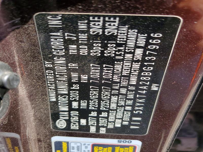 77247915 :رقم المزاد ، 5XYKT4A28BG137966 vin ، 2011 Kia Sorento مزاد بيع