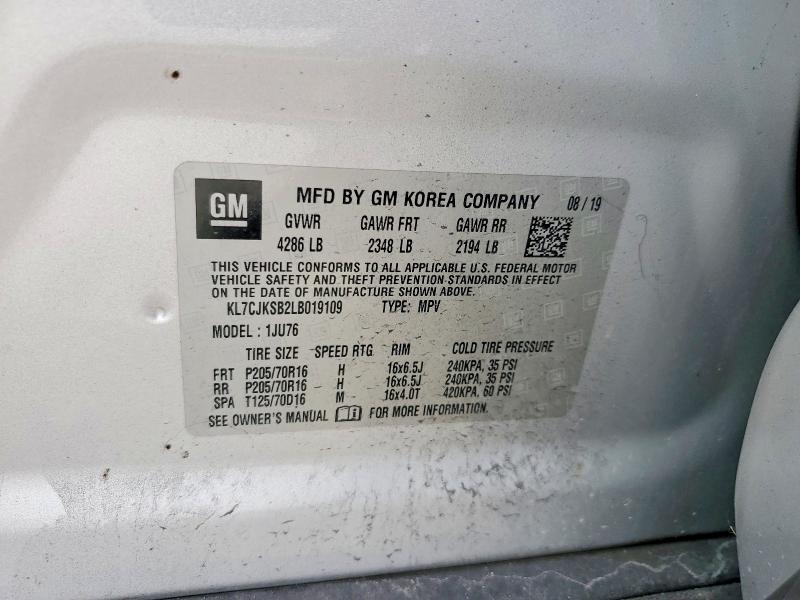 Продаж на аукціоні авто 2020 Chevrolet Trax, vin: KL7CJKSB2LB019109, номер лоту: 56796636