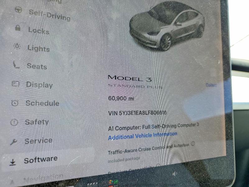 57592156 :رقم المزاد ، 5YJ3E1EA8LF806616 vin ، 2020 Tesla Model 3 مزاد بيع