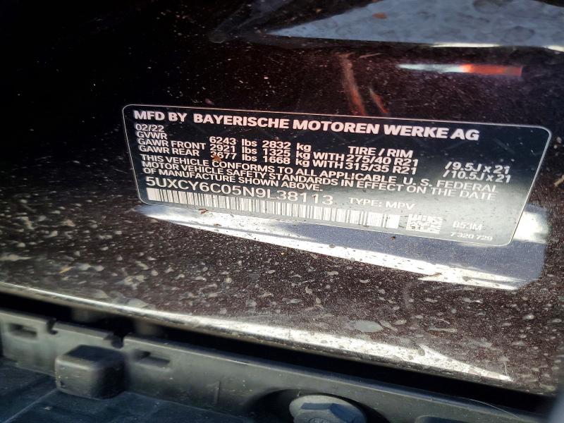 2022 Bmw X6 მანქანა იყიდება აუქციონზე, vin: 5UXCY6C05N9L38113, აუქციონის ნომერი: 59156116