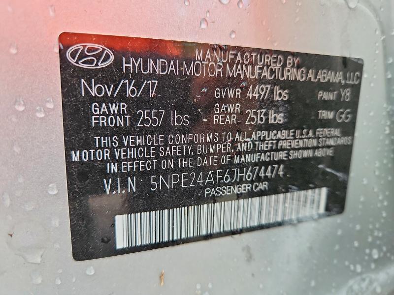 Продаж на аукціоні авто 2018 Hyundai Sonata, vin: 5NPE24AF6JH674474, номер лоту: 58210516