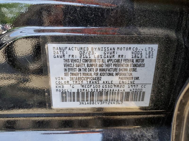2023 Nissan Sentra მანქანა იყიდება აუქციონზე, vin: 3N1AB8CV3PY244362, აუქციონის ნომერი: 57773266