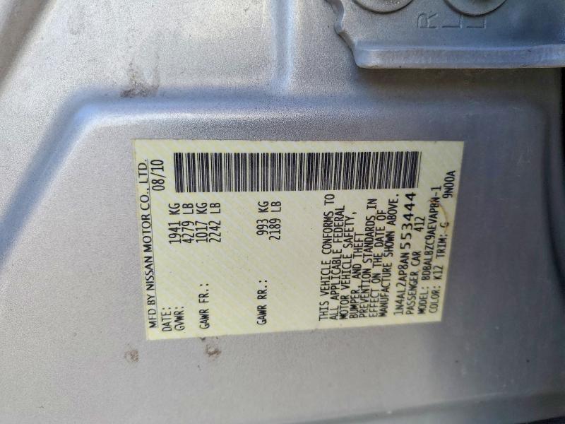Aukcja sprzedaży 2010 Nissan Altima, vin: 1N4AL2AP8AN553444, numer aukcji: 57178706