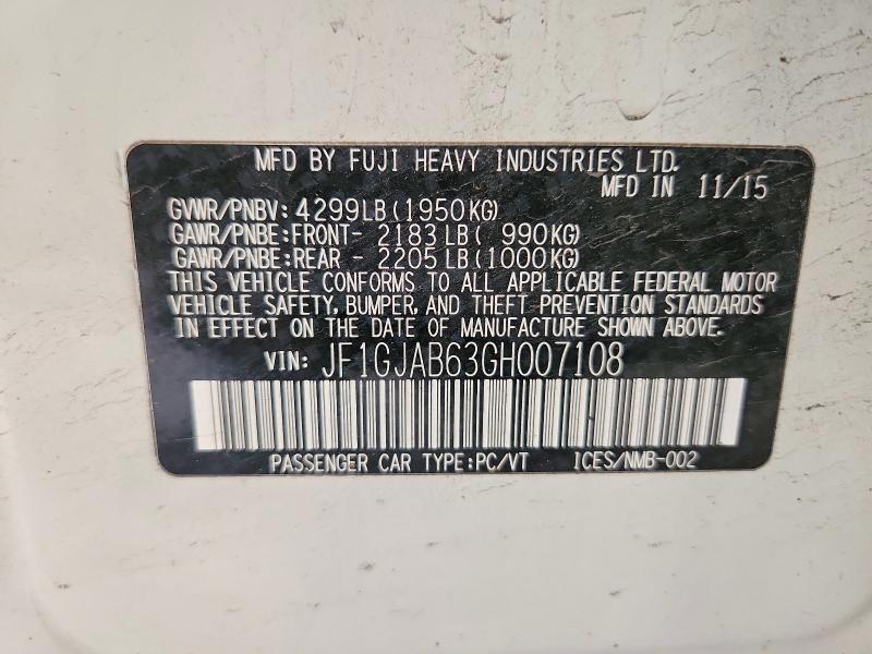 Продаж на аукціоні авто 2016 Subaru Impreza, vin: JF1GJAB63GH007108, номер лоту: 55739266