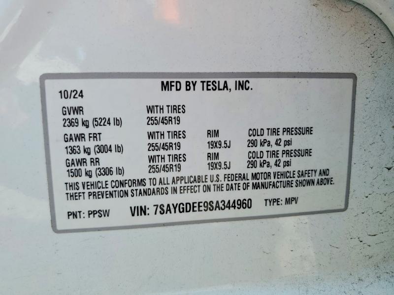 2025 Tesla Model Y მანქანა იყიდება აუქციონზე, vin: 7SAYGDEE9SA344960, აუქციონის ნომერი: 59261816