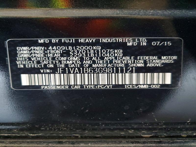 Продаж на аукціоні авто 2016 Subaru Wrx, vin: JF1VA1B63G9811121, номер лоту: 56869756