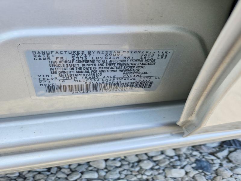 Продажа на аукционе авто 2017 Nissan Sentra, vin: 3N1AB7AP2HY368106, номер лота: 58008276
