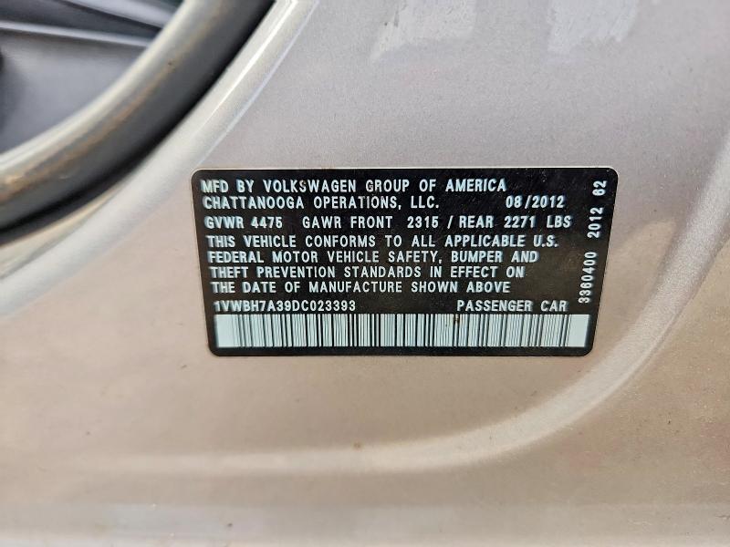 Продажа на аукционе авто 2013 Volkswagen Passat, vin: 1VWBH7A39DC023393, номер лота: 56157556
