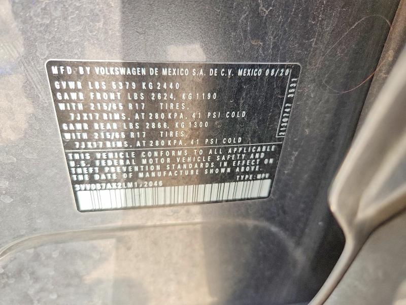 Продажа на аукционе авто 2020 Volkswagen Tiguan, vin: 3VV0B7AX2LM172046, номер лота: 58771386