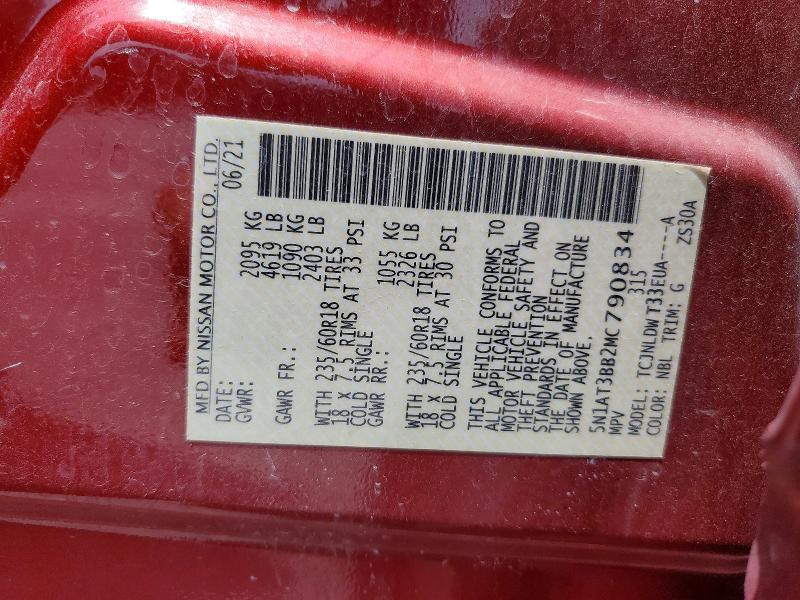 Продаж на аукціоні авто 2021 Nissan Rogue, vin: 5N1AT3BB2MC790834, номер лоту: 56111096