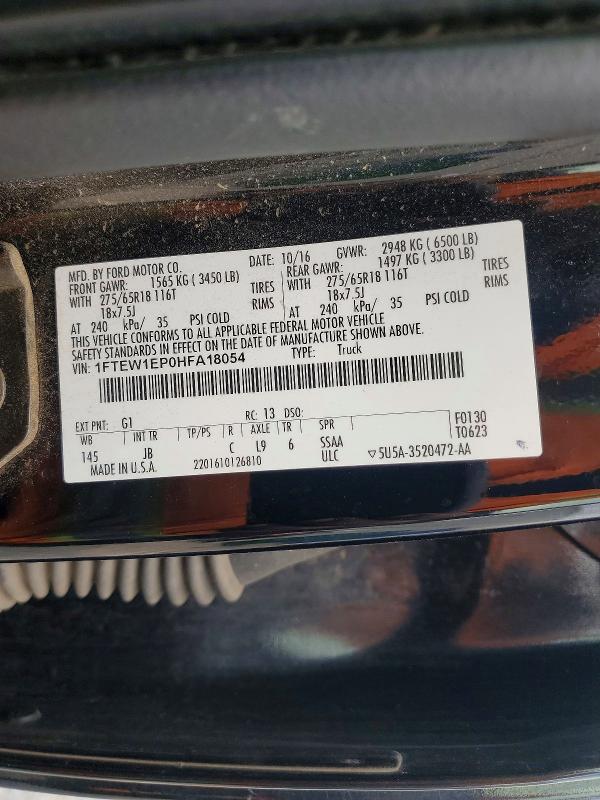 Aukcja sprzedaży 2017 Ford F150, vin: 1FTEW1EP0HFA18054, numer aukcji: 57831486