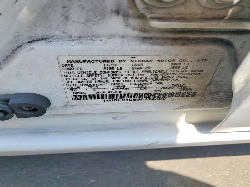 Продажа на аукционе авто 1998 Nissan Altima, vin: 1N4DL01D6WC174520, номер лота: 55469016