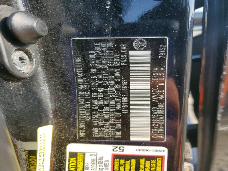 Aukcja sprzedaży 2018 Toyota Camry, vin: 4T1B11HK8JU561621, numer aukcji: 55670086