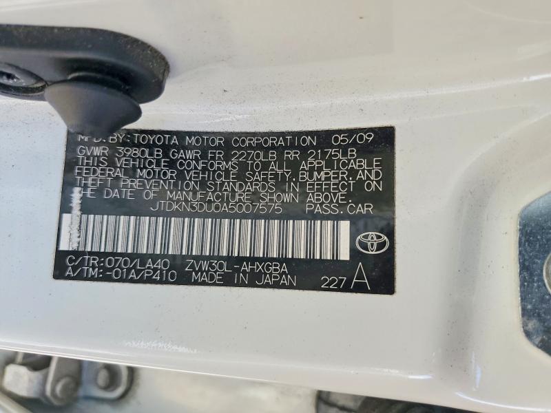 Aukcja sprzedaży 2010 Toyota Prius, vin: JTDKN3DU0A5007575, numer aukcji: 56109776